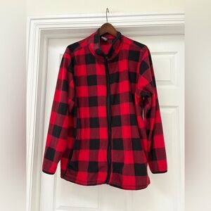 Joe Fresh Red and Black Plaid Men's Fleece Jacket plus size